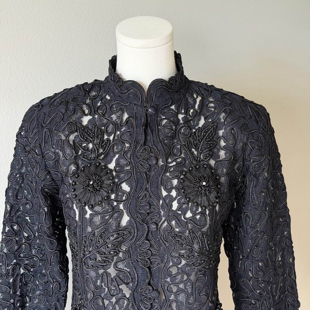 Sassy Thai Black Lace Floral Embroidered Sheer Cardigan Boho Gothic Coquette S/M - Picture 2 of 16